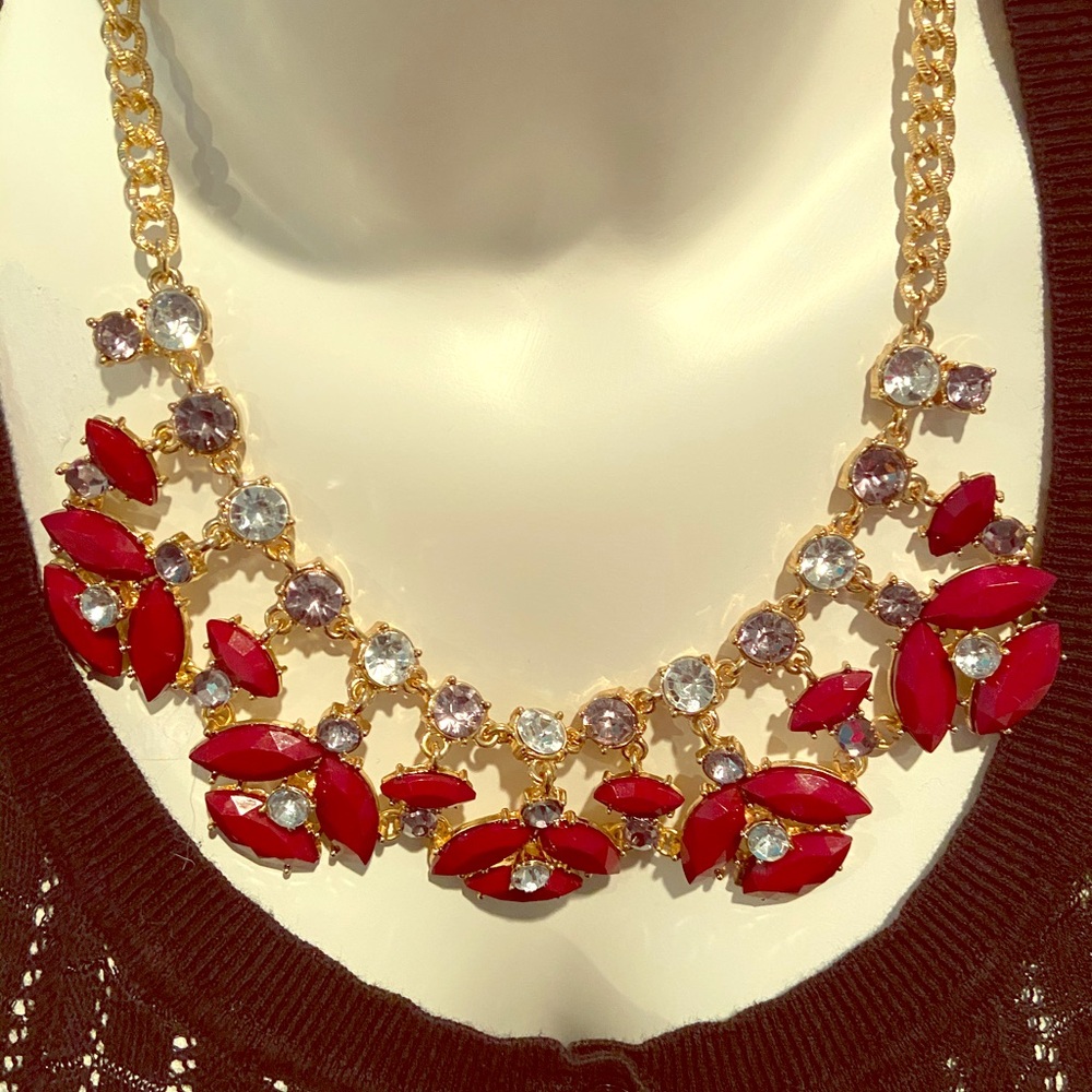 Red Gold and Silver INC Gem Necklace